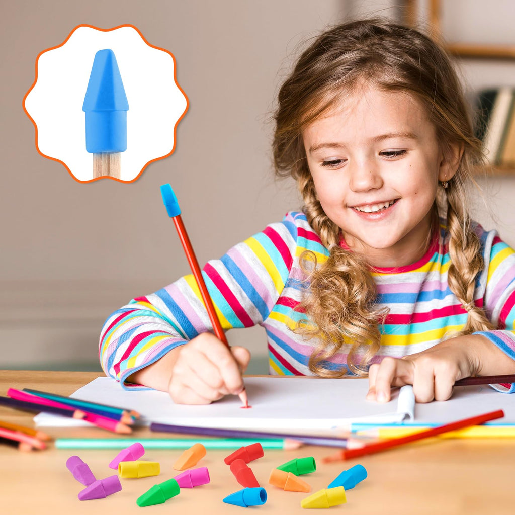 Sooez 120 Pack Pencil Top Erasers, Cap Pencil Eraser Toppers, Studying Supplies for Teachers Classroom Must Haves Pencil Erasers, 7 Colors