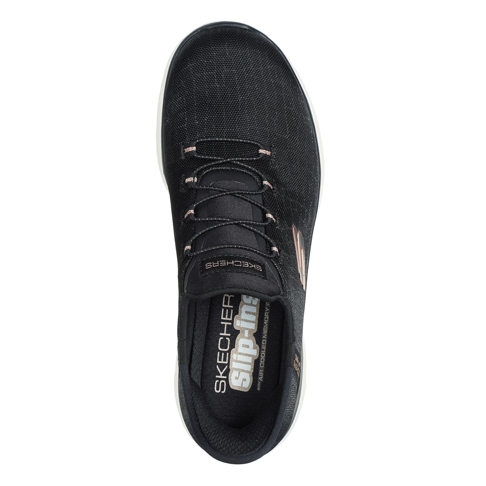 Skechers Women's Hands Free Slip-ins Summits Classy Night Sneaker, Black Rose Gold, 7
