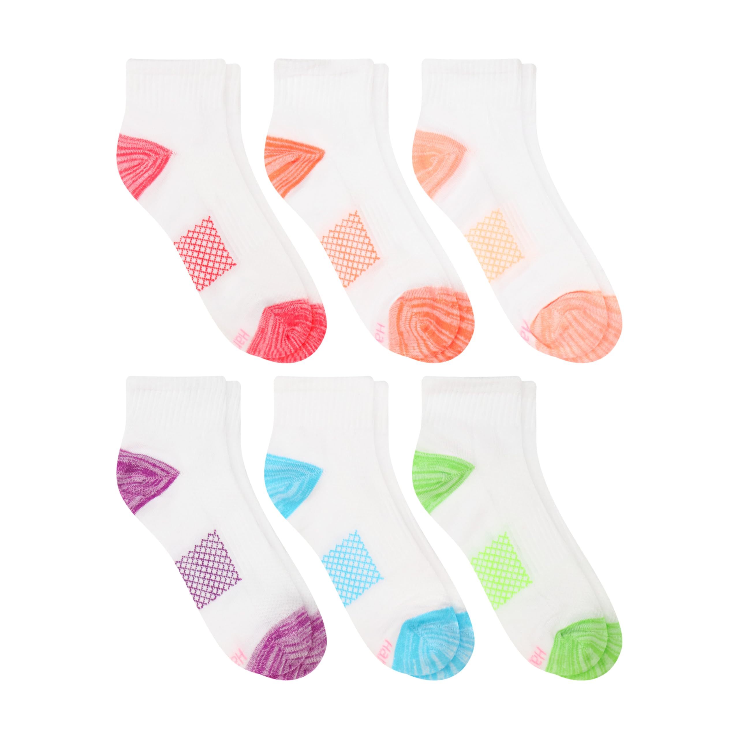 Hanes womens Hanes Women's (Pack of 6 Pair) Lightweight Breathable Ventilation Ankle fashion liner socks, White Assorted, 5 9 US