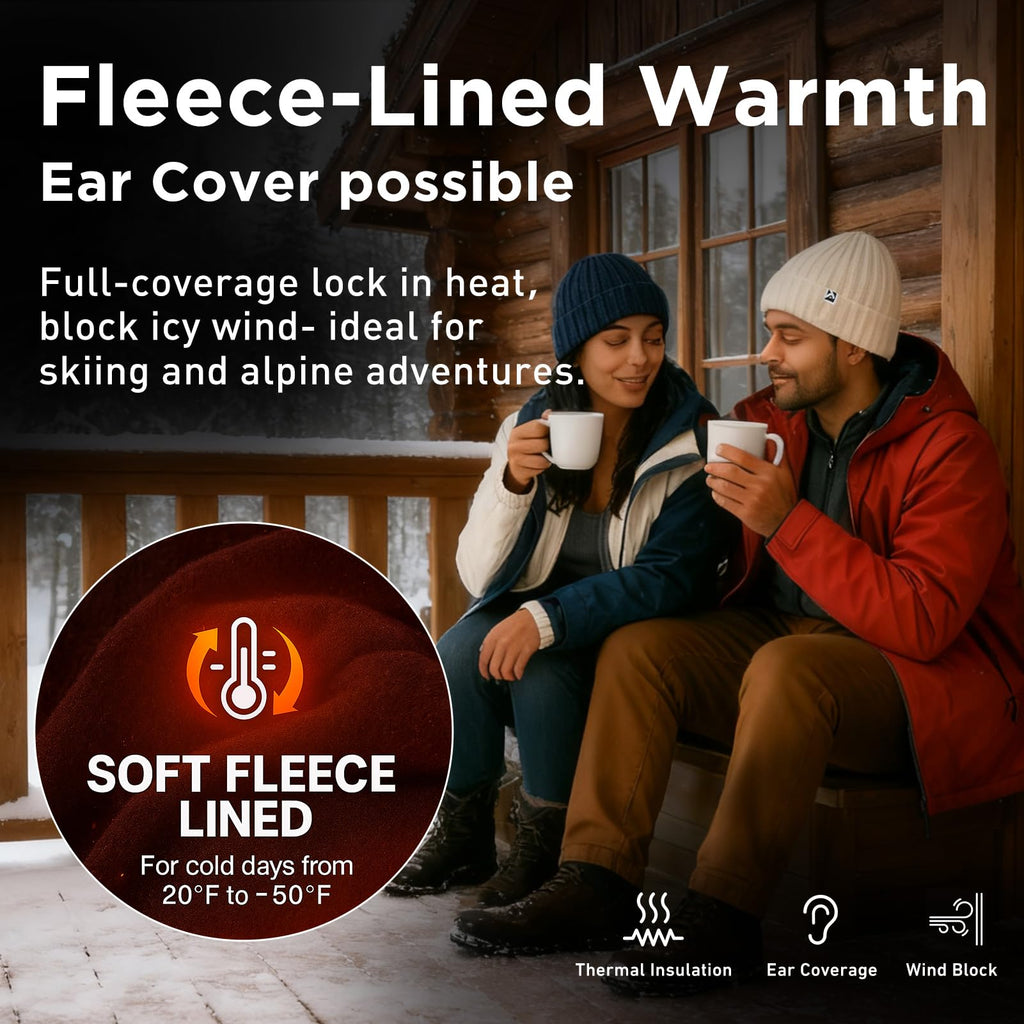 TOP-EX Men's Women's XL XXL Extra Large Big Head Oversize Dark Grey 100% Merino Wool Winter Beanie Fleece Lined Knit Cap Hat Cold Weather Warm