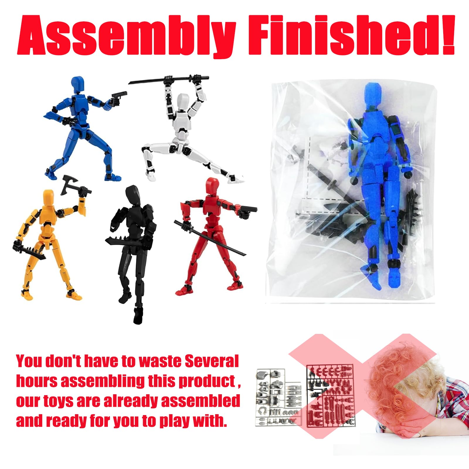 Dumwick Assembly Completed Titan 13 Action Figure Set,Titan 13 Robot Action Figures 3D Printed Multi Jointed Movable,Nova 13 Action Figure,Decorations for Action Figures (5pcs,Assembly Completed)