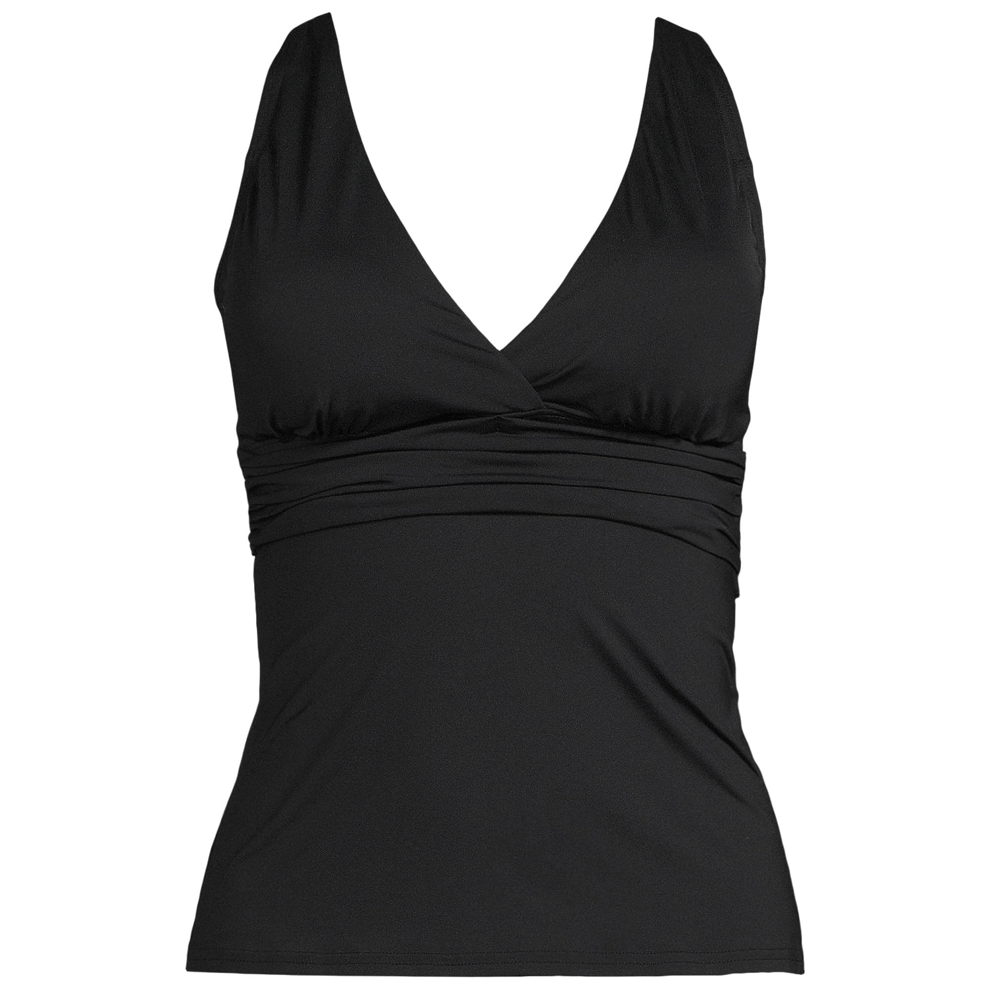 Lands' End Women's Petite V-Neck Plunge X Back Tankini Top X-Small Black