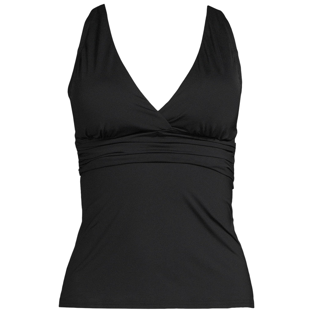 Lands' End Women's DDD-Cup V-Neck Plunge X Back Tankini Top X-Small Black