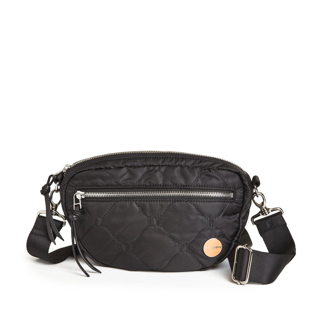 shortyLOVE Small Cruiser Wave Quilted Crossbody Bag - Womens Compact Travel Essential Sling-Purse with 55" adjustable strap