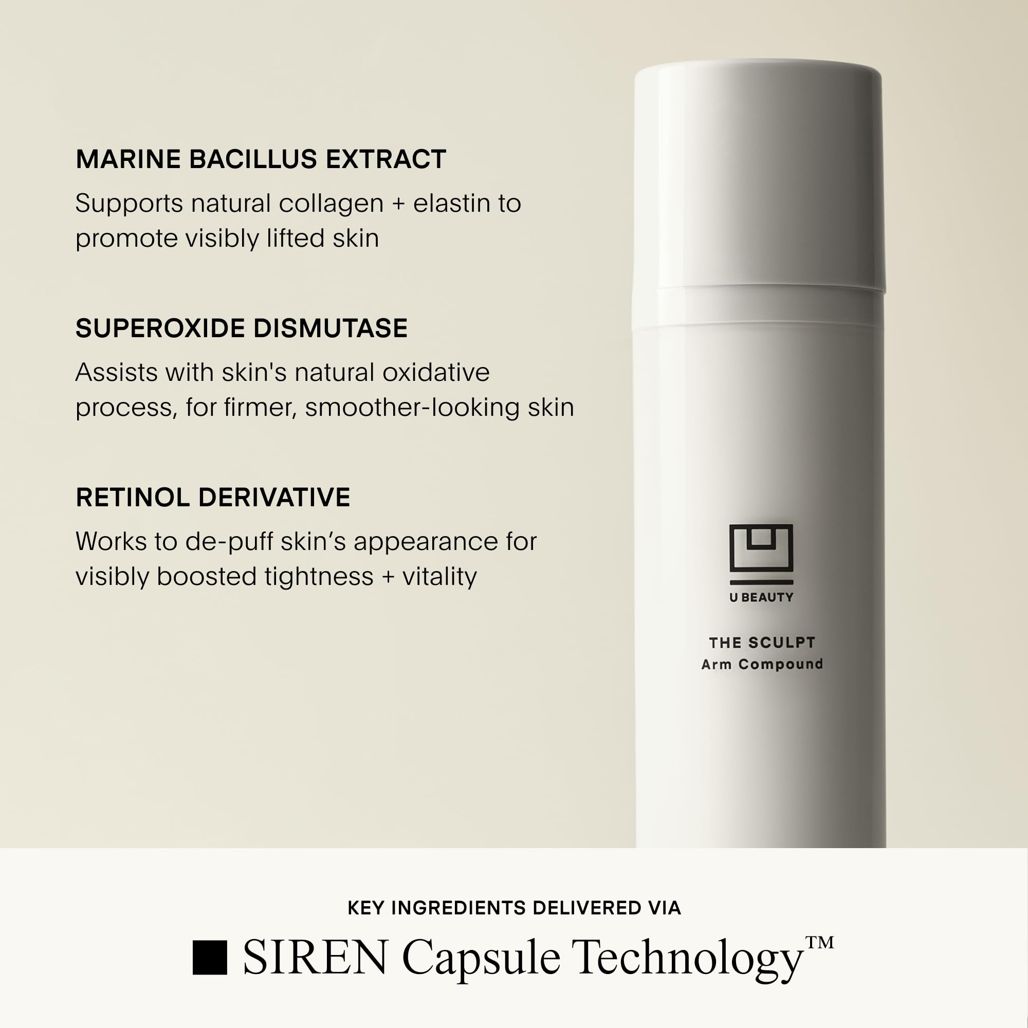 U Beauty SCULPT Arm Compound | Skin Tightening Cream Body Lotion, Firming Arm and Neck Cream with Retinol + Vitamin C - 120ml