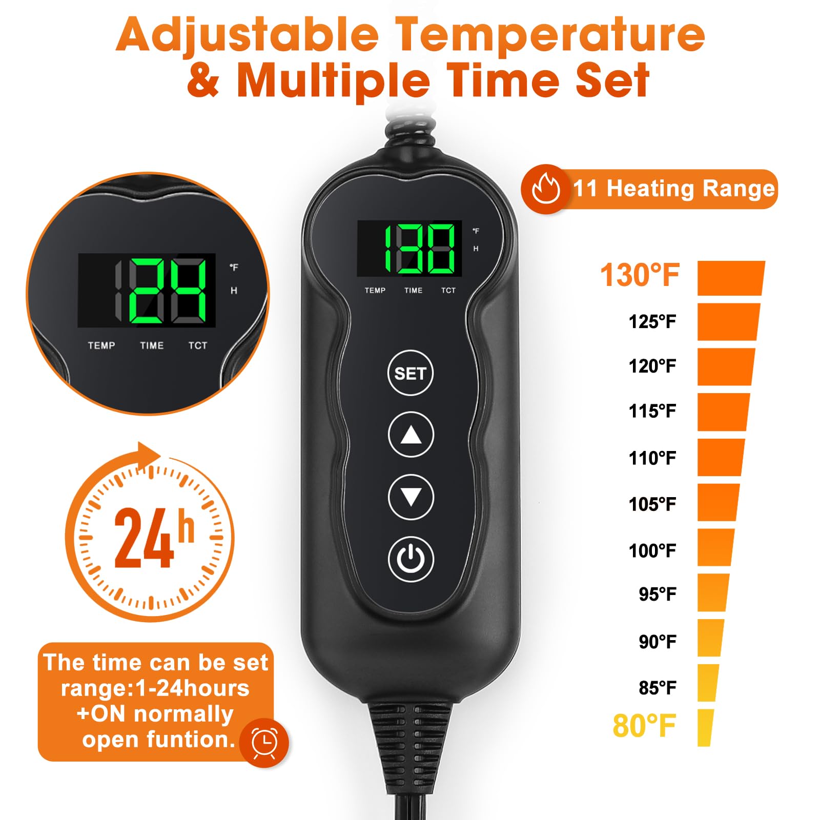 GASUR Heated Cat Bed, Waterproof Cat Heating Pad with Timer Temperature Adjustable, Indoor Heated Electric Pet Bed for Cats Dogs, Auto Power-Off, Anti-bite Pet Heated Pad, 18''x16'', Small