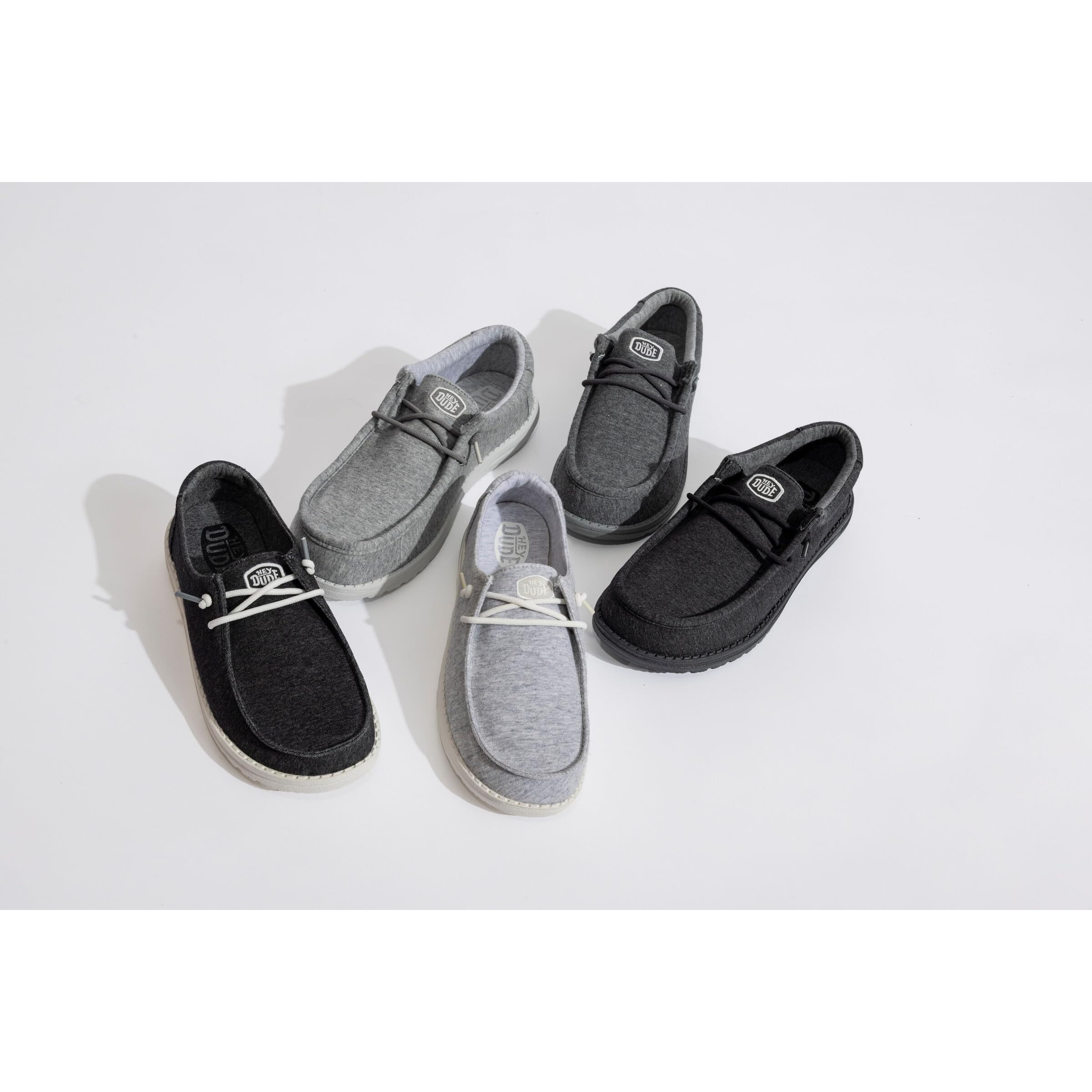 HEYDUDE Men’s Wally Stretch Jersey Grey Size 9 | Slip-On Loafers, Lightweight Casual Shoes, Comfortable Walking Sneakers