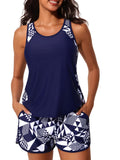 Summer Mae Blouson Tankini Swimsuits for Women 2026 Tummy Control Two Piece Bathing Suits with Sporty Pockets Swim Shorts Cube Size 14