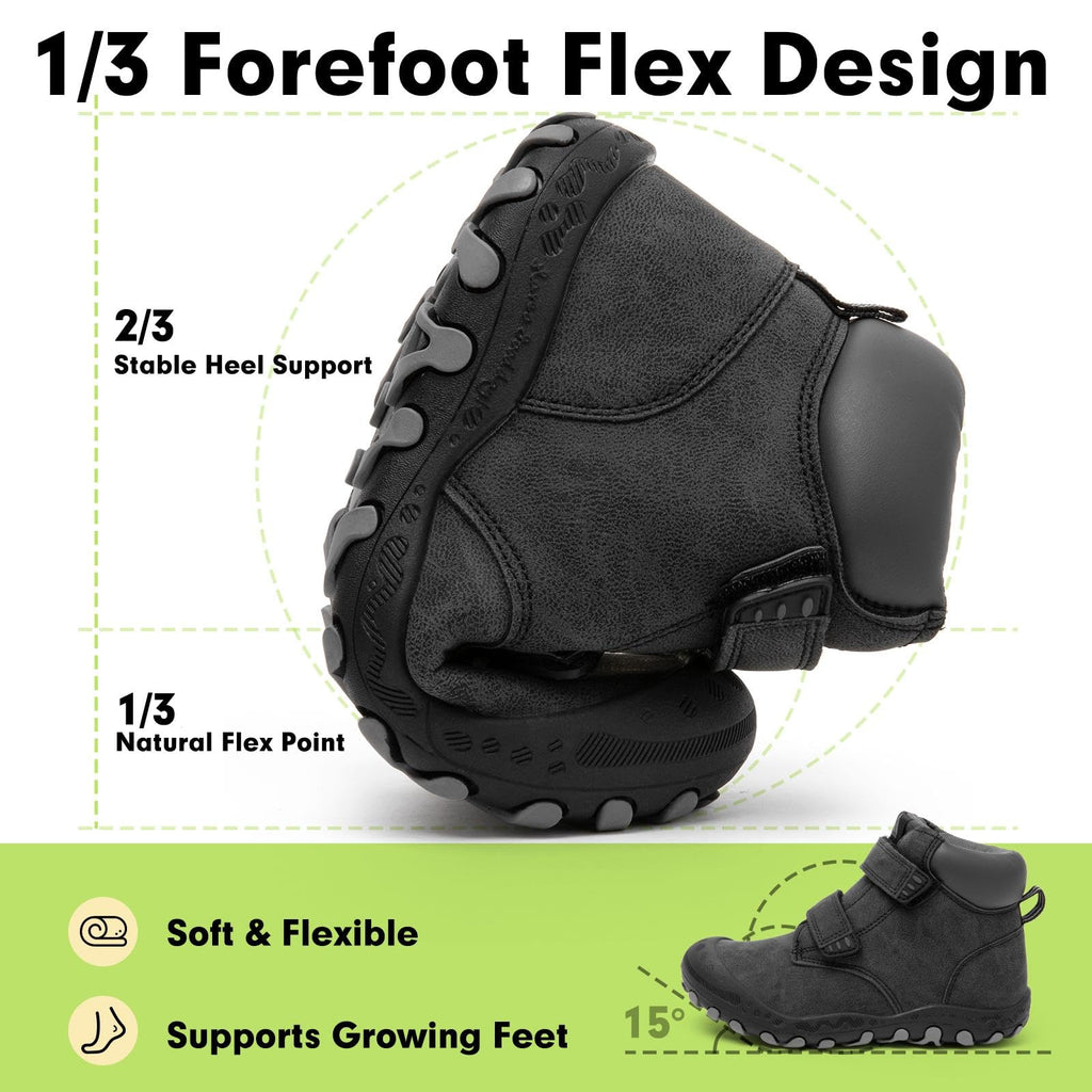 Mishansha Unisex-Child Outdoor Ankle Hiking Boots Boys Girls Trekking Walking Shoes with Hook and Loop C-black 7.5 Toddler