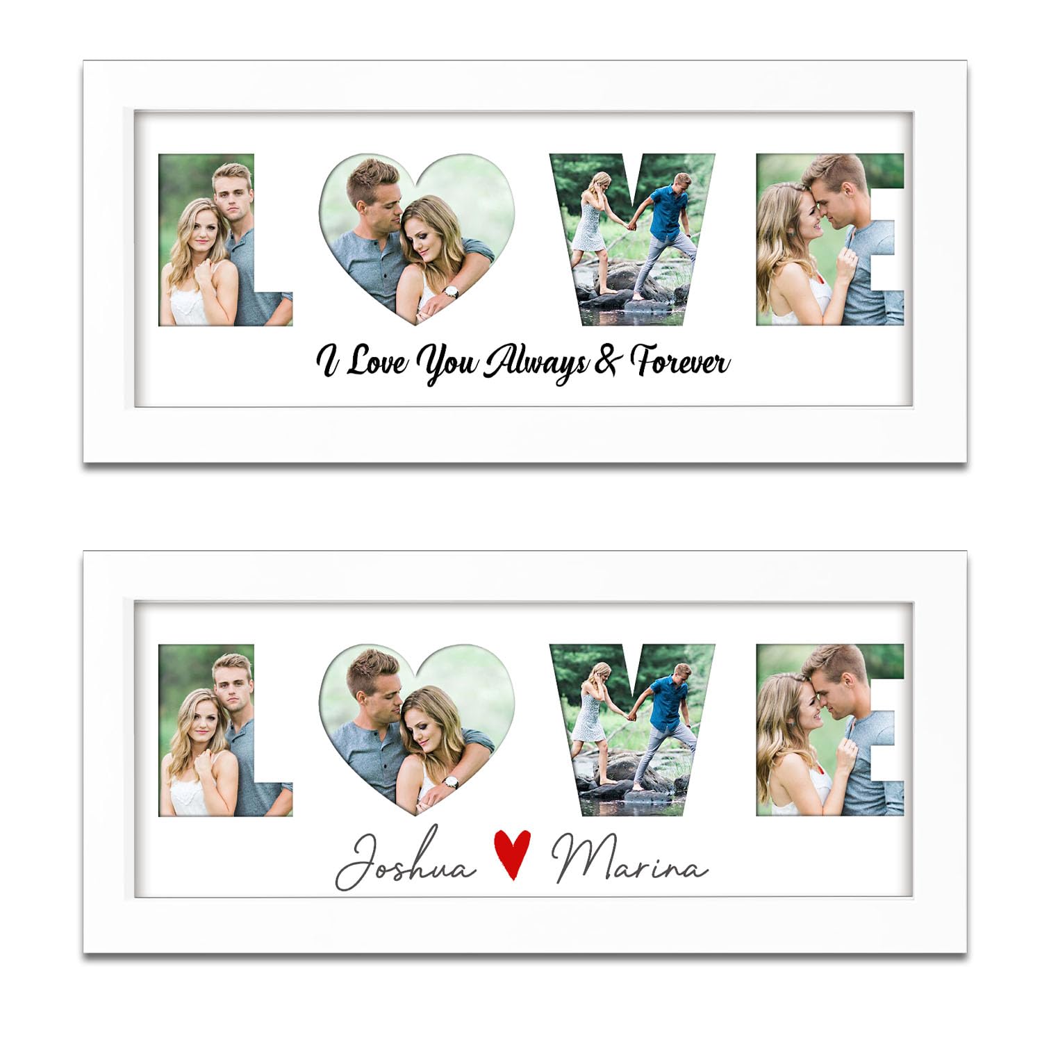 LOVE Frame, Picture Frames with Photos, Gifts for Girlfriend, Custom Gifts for Boyfriend Him Her Couples Husband Wife - Birthday Anniversary Valentine's Day Christmas Presents, Display 4 Pictures 3''