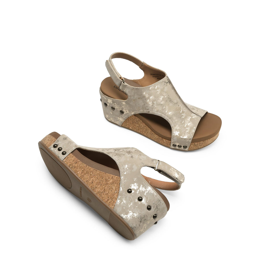 DREAM PAIRS Women's Platform Wedge Sandals, Comfortable Peep-Toe Cork Casual & Dressy Summer Lightweight Shoes For All Day Wear,Size 7.5,Taupe,DWUMWS2503