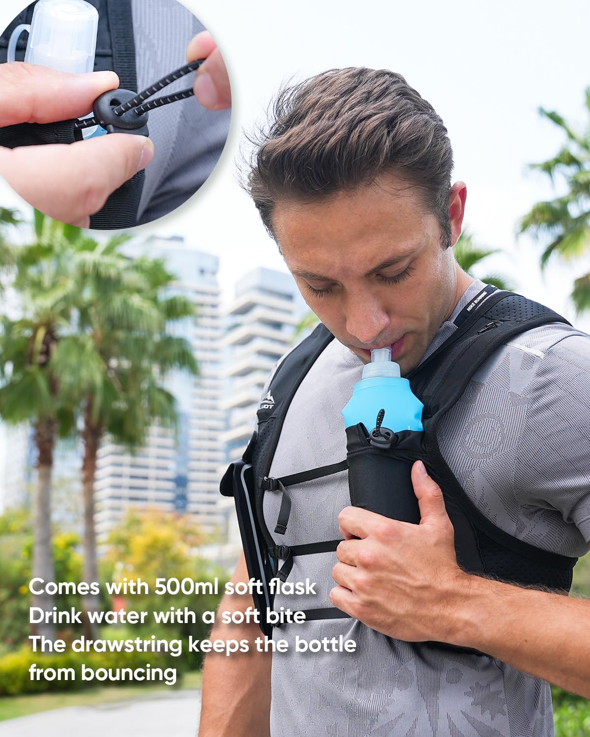 Zelvot Running Vest for Women Men, USA Original Patent, Adjustable Chest Straps Running Hydration Vest with 500ml Soft Flask, Lightweight Breathable Reflective Running Vest for Marathon Hiking - XS/S