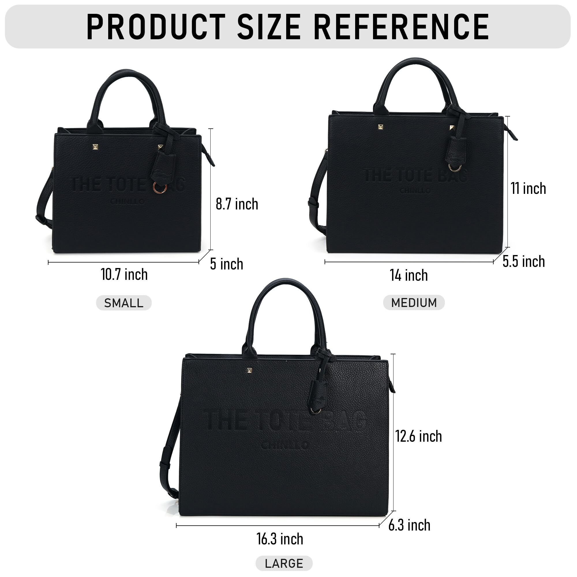 Chinllo Tote Bag for Women Top Handle Satchel Purse and Handbags with Shoulder Strap (D.Black-S)