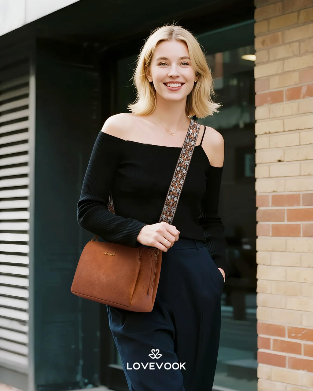 LOVEVOOK Crossbody Bags for Women with 2Pcs Adjustable Strap, Leather Small Purses with RFID Blocking Slots, Shoulder Handbag