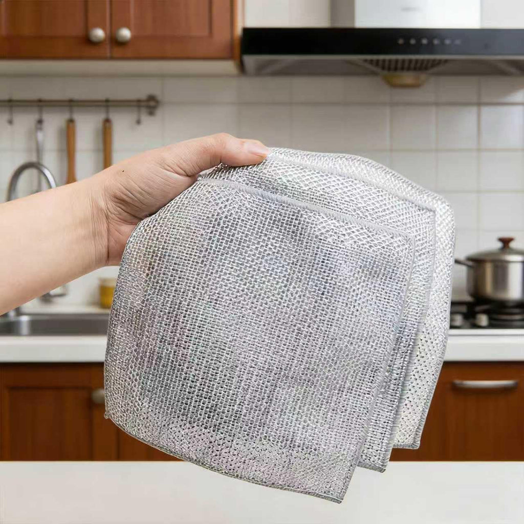 Hoowkawen Steel Wire Dishcloths,Double-Layer Non-Scratch Steel Wire Cleaning Cloth for Cookware,Sinks,Stove Tops, Dishes (10PCS)