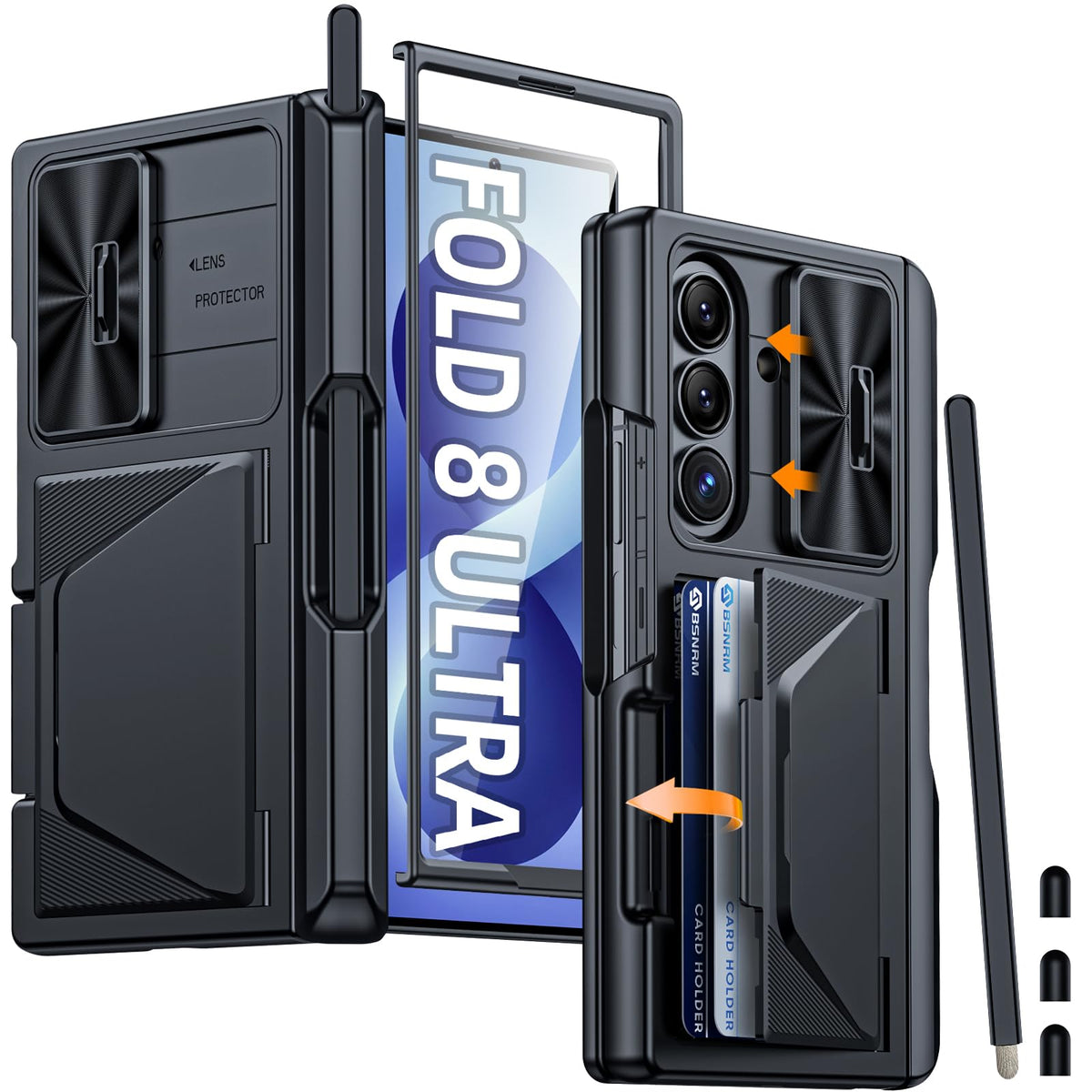 BSNRM for Samsung Galaxy Z Fold 8 Ultra Case Wallet, Screen Protector,S-Pen