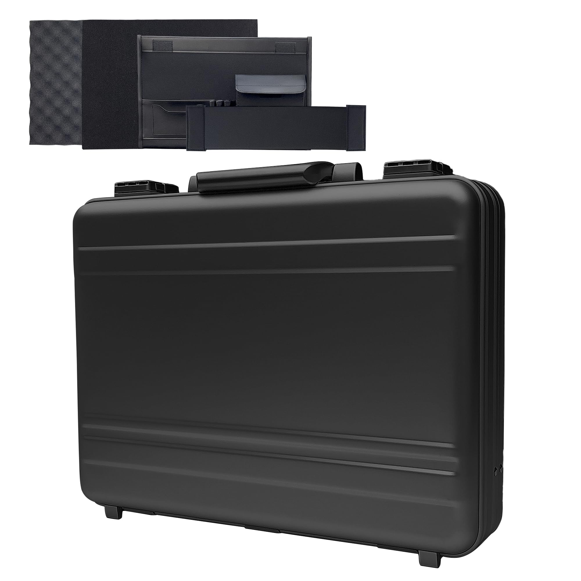 ALUNEX Aluminum Storage Case with Customizable Foam, 3-in-1 Modular Interior, Professional Briefcase with TSA Locks for Men & Women, Organizer & Divider for Documents, Electronics & Tools