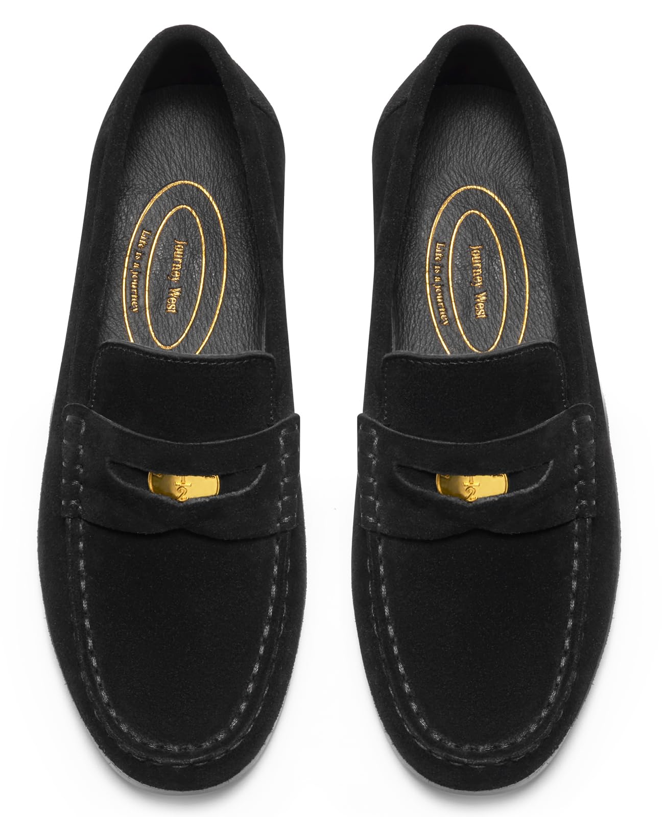 Journey West Ivy Style Suede Slip-on Penny Loafers Shoes for Women Black US 6
