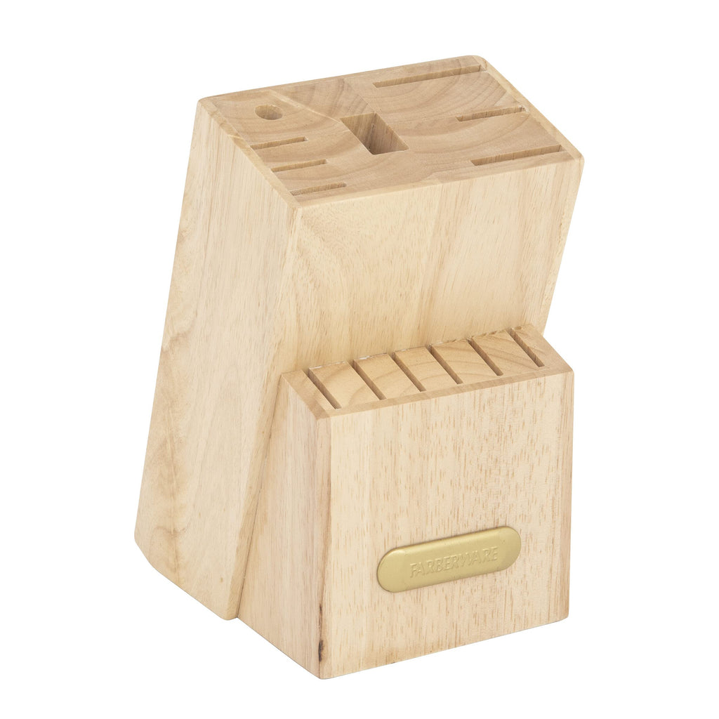 Farberware Triple Riveted Knife Block Set, 15-Piece, Navy and Gold, High-Carbon Stainless Steel Blades, Ergonomic Handles, Includes Wood Storage Block
