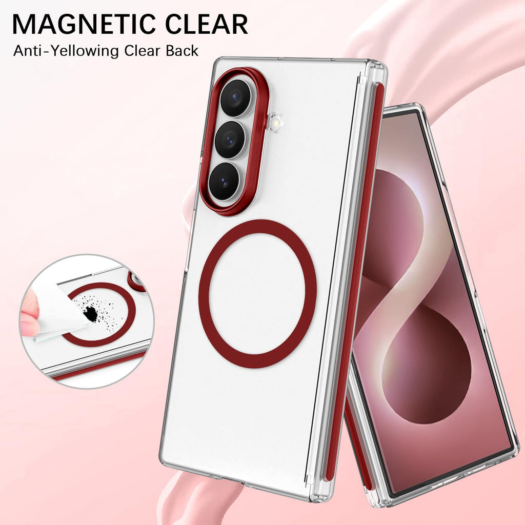 MOWIME Magnetic Designed for Samsung Galaxy Z Fold 8 Ultra Case, Red