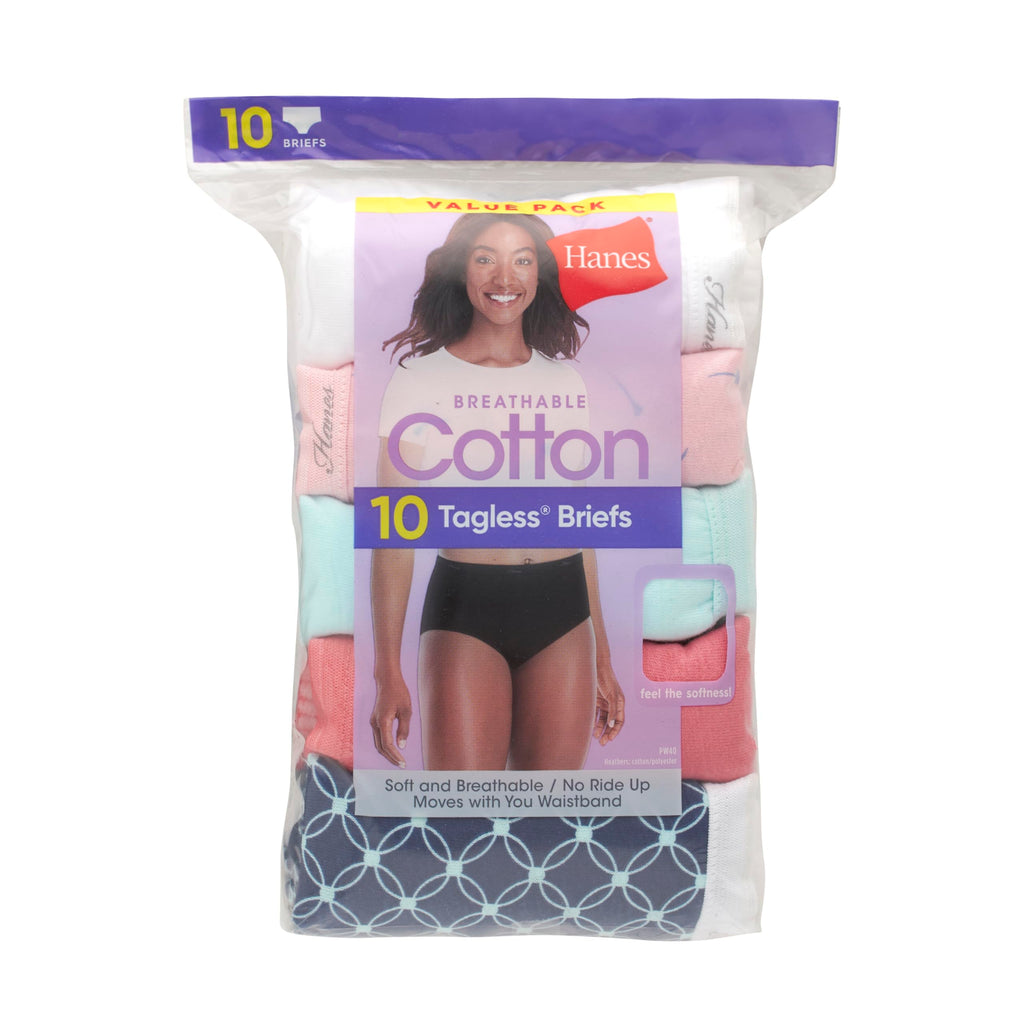 Hanes womens Cotton briefs underwear, 10 Pack - Brief Assorted 1, 9 US