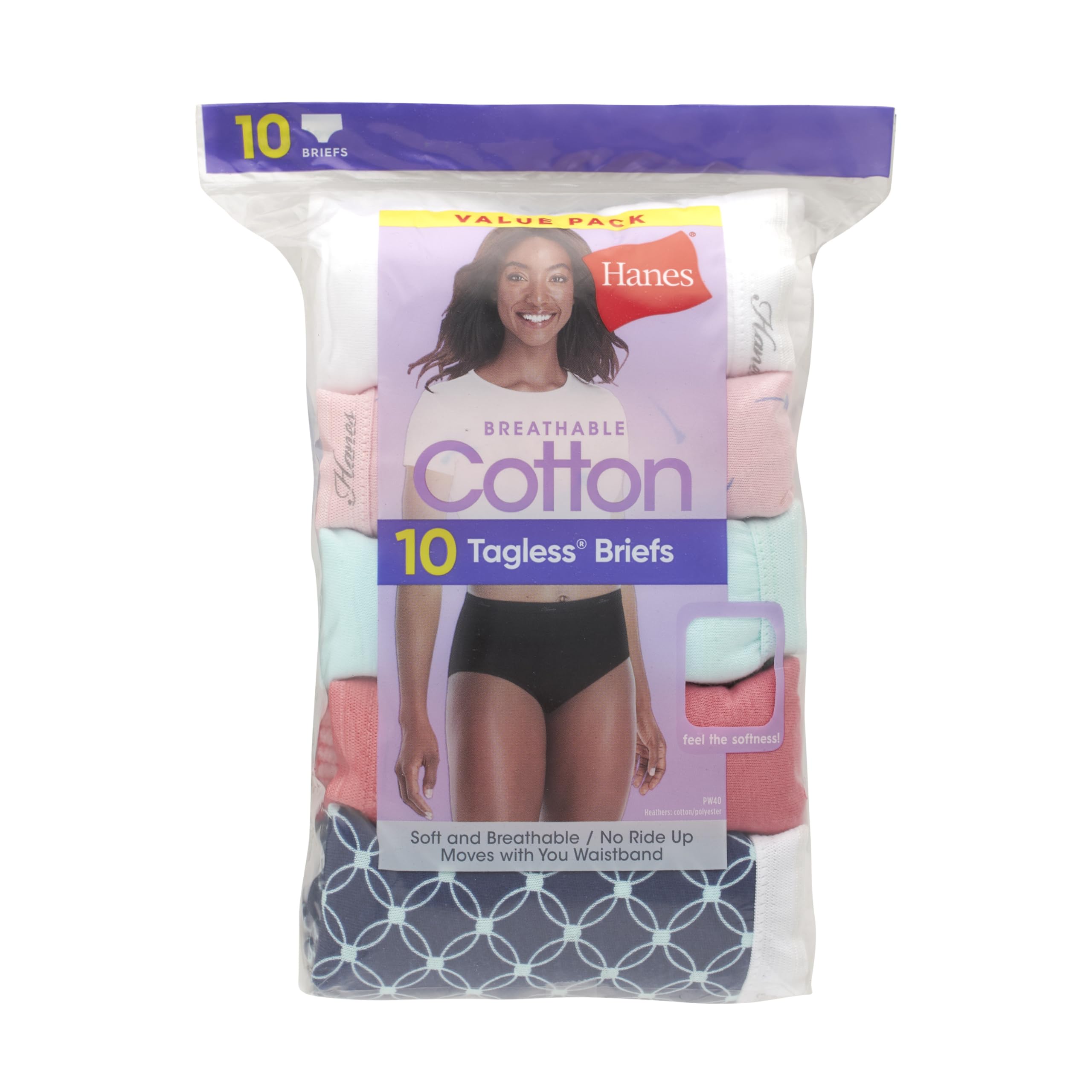 Hanes womens Cotton briefs underwear, 10 Pack - Brief Assorted 1, 9 US