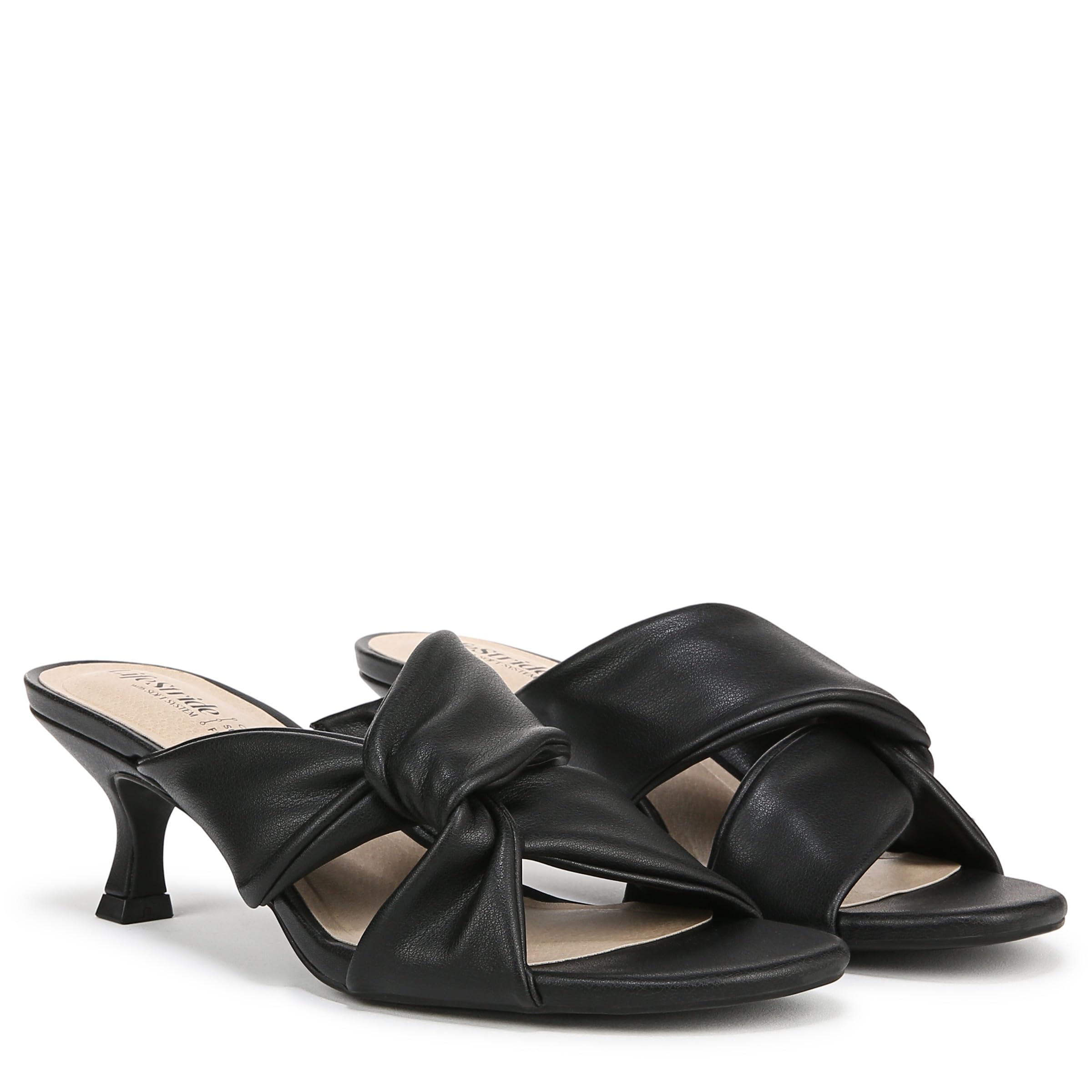 LifeStride Womens Nori Heeled Sandal Black 10 W