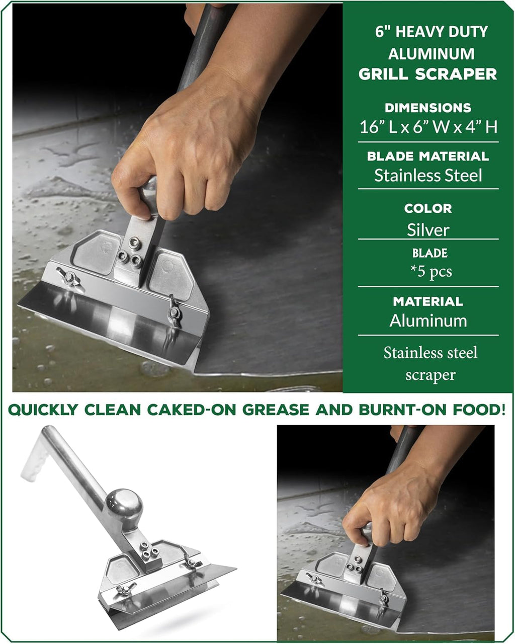HUOYANSHE Grill Scraper Heavy Duty Griddle Scraper Set with Replacement Blades Flat Top Grill Accessories Griddle Cleaning Kit for Restaurants,Diners, Outdoor Grill Cleaning