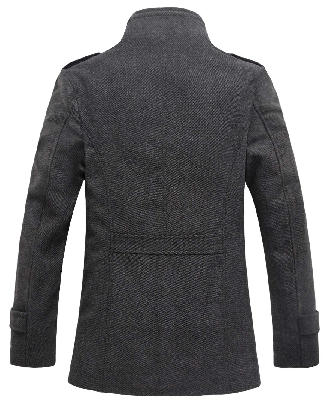 chouyatou Men's Winter Stylish Wool Blend Single Breasted Military Peacoat (Small, Thick-Grey)