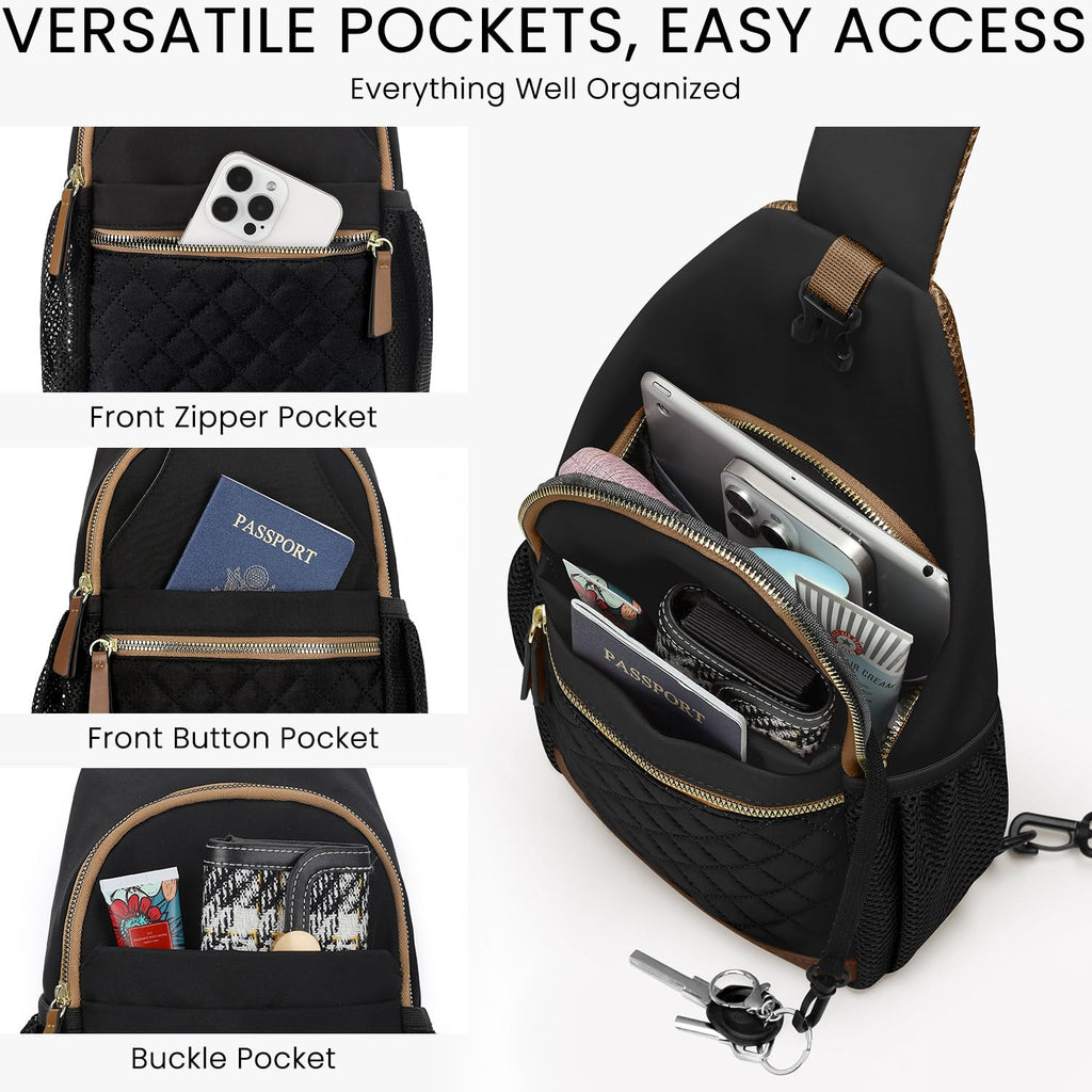 Vankor Small Crossbody Purses Bags for Women Men Travel, Chest Sling Bag Women Casual Cross Body Bag for Woman Sling Backpack Black