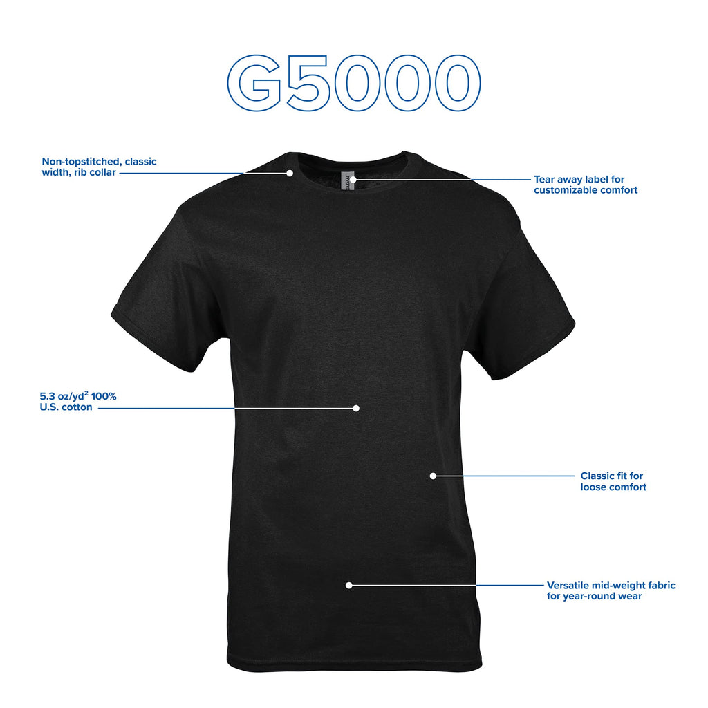 Gildan mens Heavy Cotton T-shirt, Style G5000, Multipack T Shirt, Black (3-pack), 3X-Large US