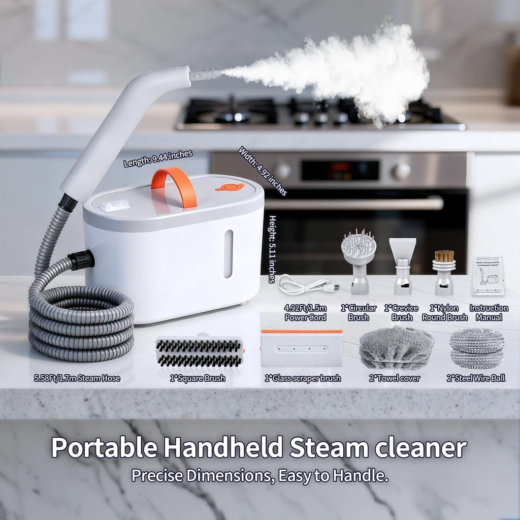 GourragePro Steam Cleaner for Home, Portable Handheld Steamer for Cleaning, 15s-Fast Heat-Up,steamer for car detailing,Home, Kitchen, Bathroom, Tile, Grout, Floor