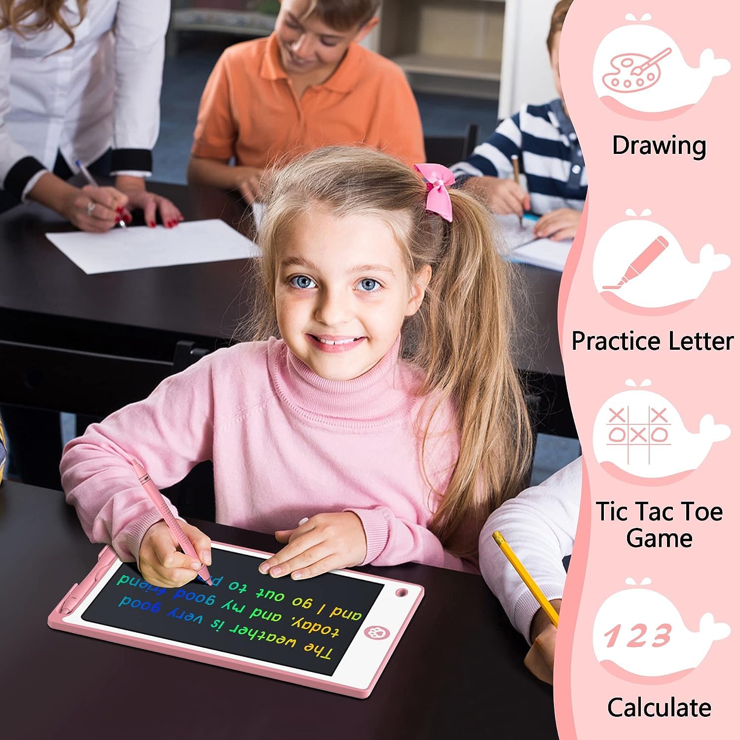 Hockvill LCD Writing Tablet for Kids 8.8 Inch, Toys for Girls Boys Drawing Pad for 3 4 5 6 7 Year Old Kids Toys, Children Gift Easter Basket Stuffer for Kids Toddler Doodle Board Travel Essentials