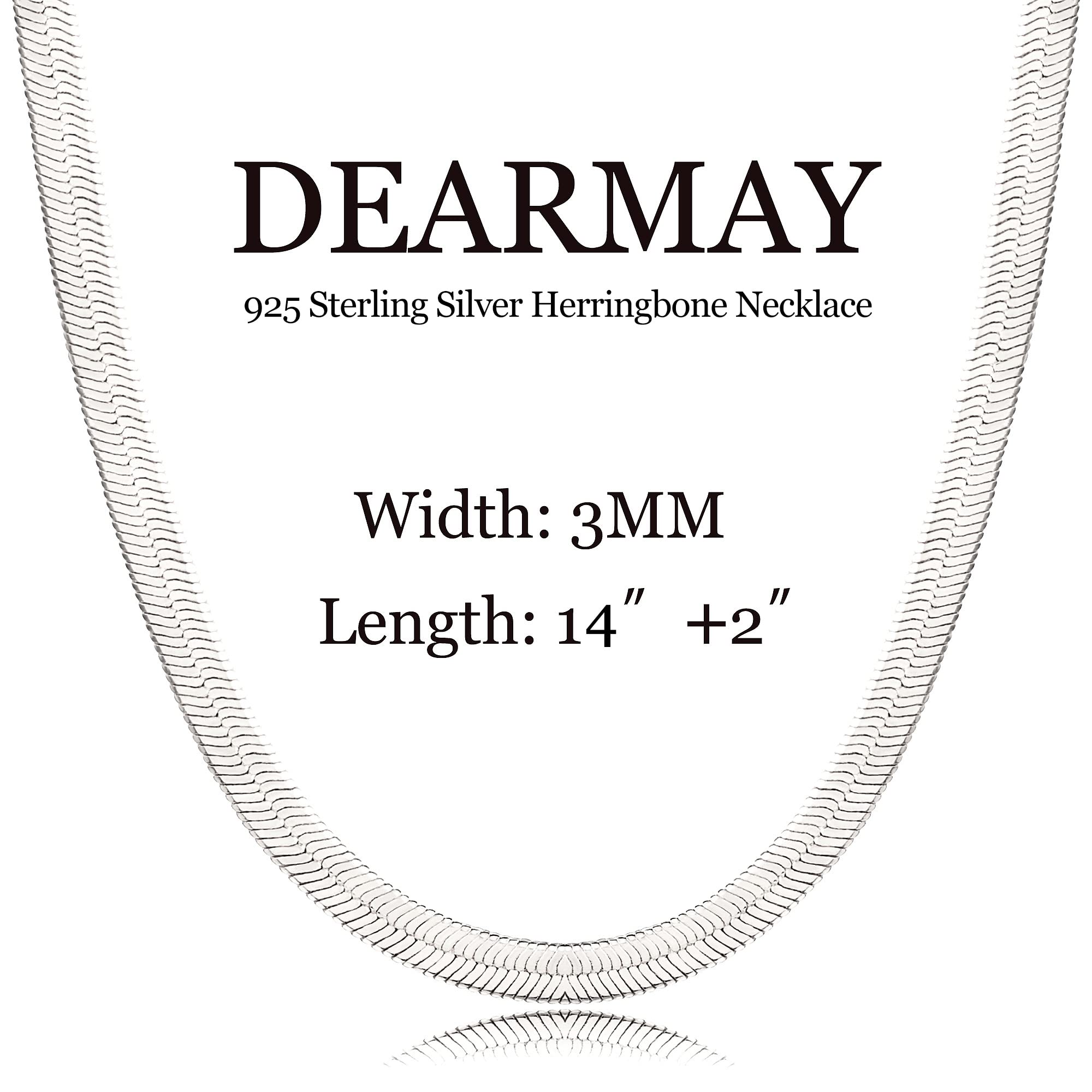 DEARMAY Silver Plated Herringbone Necklace for Women Dainty Sterling Silver Necklace Sterling Silver Choker Thin Snake Chain Necklaces