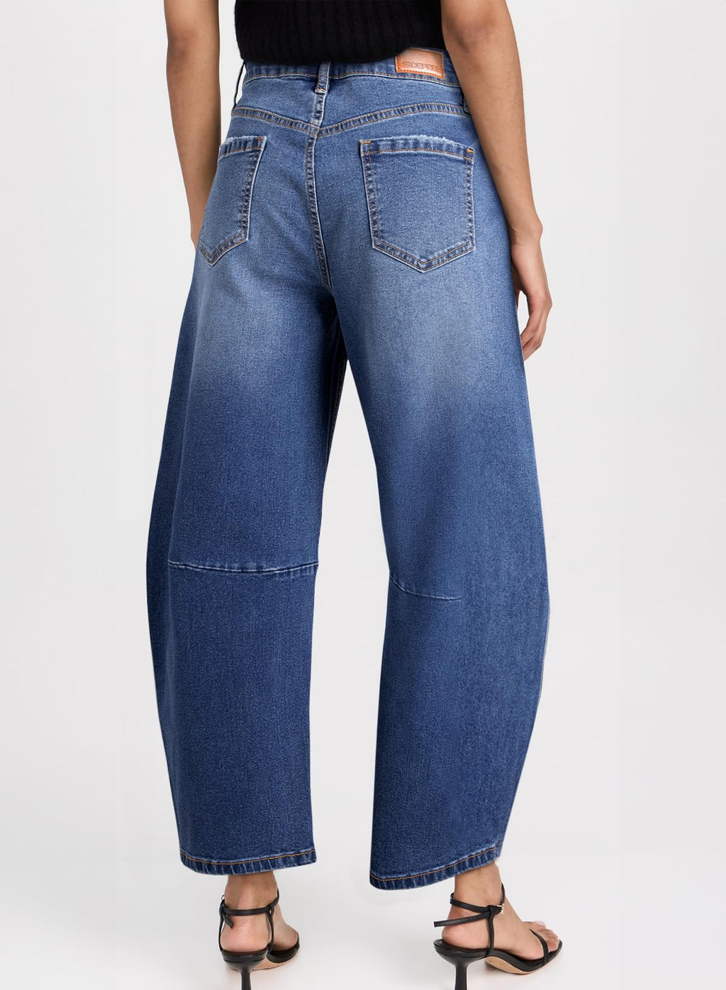 Sidefeel Women's Barrel Jeans Wide Leg Vintage Mid Rise Y2k Baggy Boyfriend Denim Pants Size 8 Blue