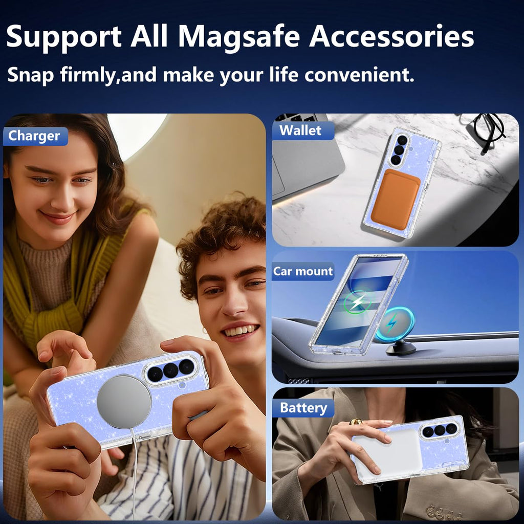Shecaset for Galaxy Z Fold 8 Ultra Case,[Compatible with MagSafe][Built-in Screen Protector][Kickstand],Hard PC Hinge Protection Slim Fit Shockproof Case for Samsung Galaxy Z Fold 8 Ultra,All Glitter