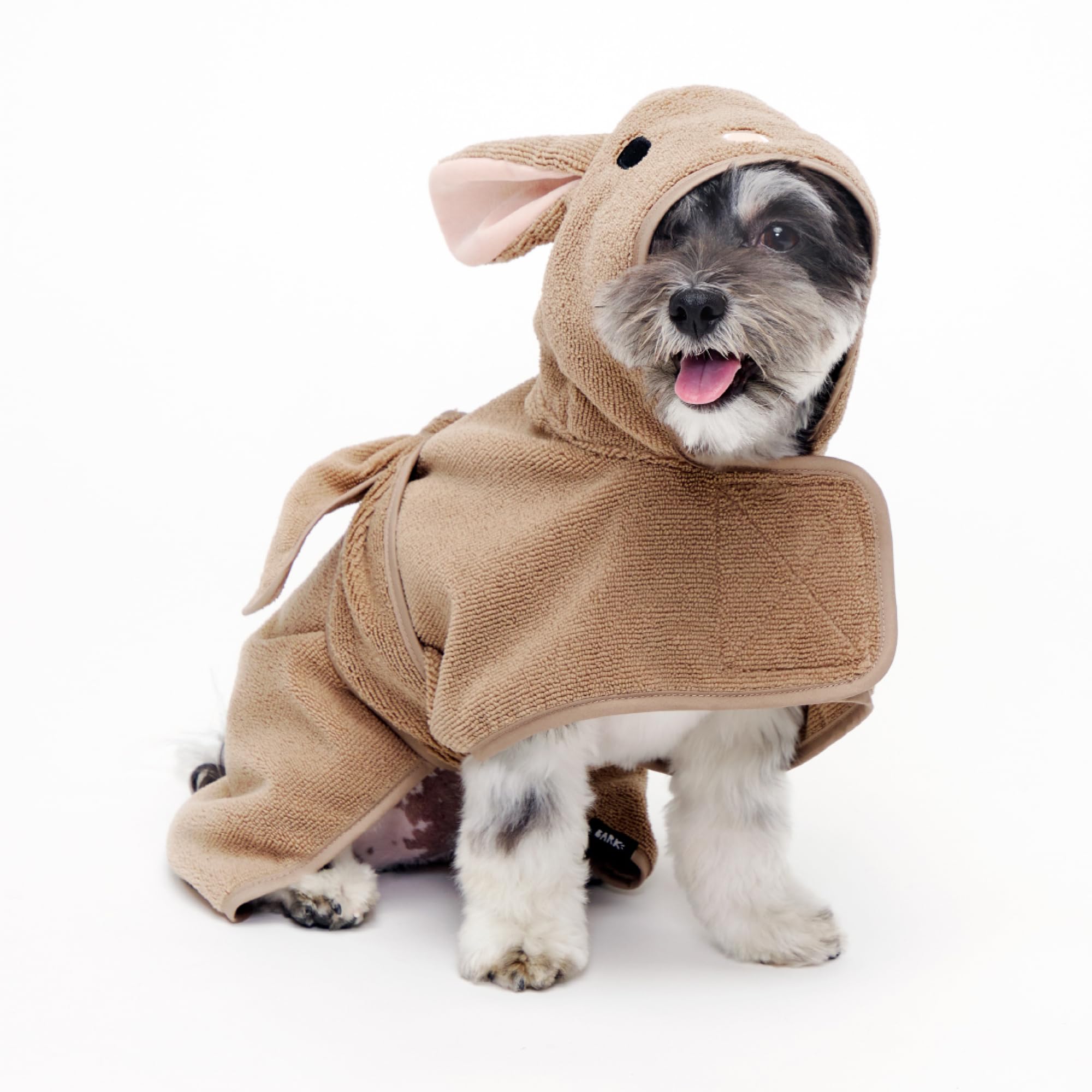 Barkbox Dog Bathrobe Fast Drying with Hook and Loop Closure & Wrap Tie Snuggle, Cute Dogs Clothes, Easy to Clean, Machine Washable, Dog Coats and Tumble Dry Low - Bunny, Small