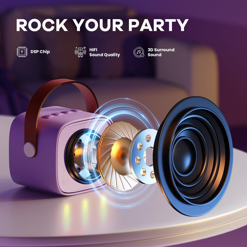 YLL Karaoke Machine for Kids, Portable Mini Speaker with 2 Wireless Microphones, 2026 TOP Kids Gifts for Girls Ages 3, 4, 5, 6, 7, 8, 9, 10, 12 +Years Old, 4-12th Birthday Present Toy Party (Purple)
