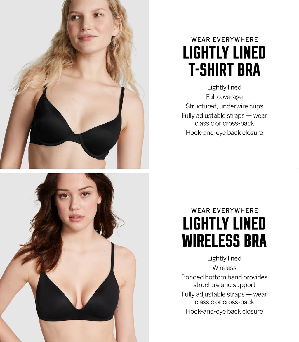 Victoria's Secret Pink Wear Everywhere Lightly Lined T Shirt Bra, Bras for Women, Pink Tulip, 38D