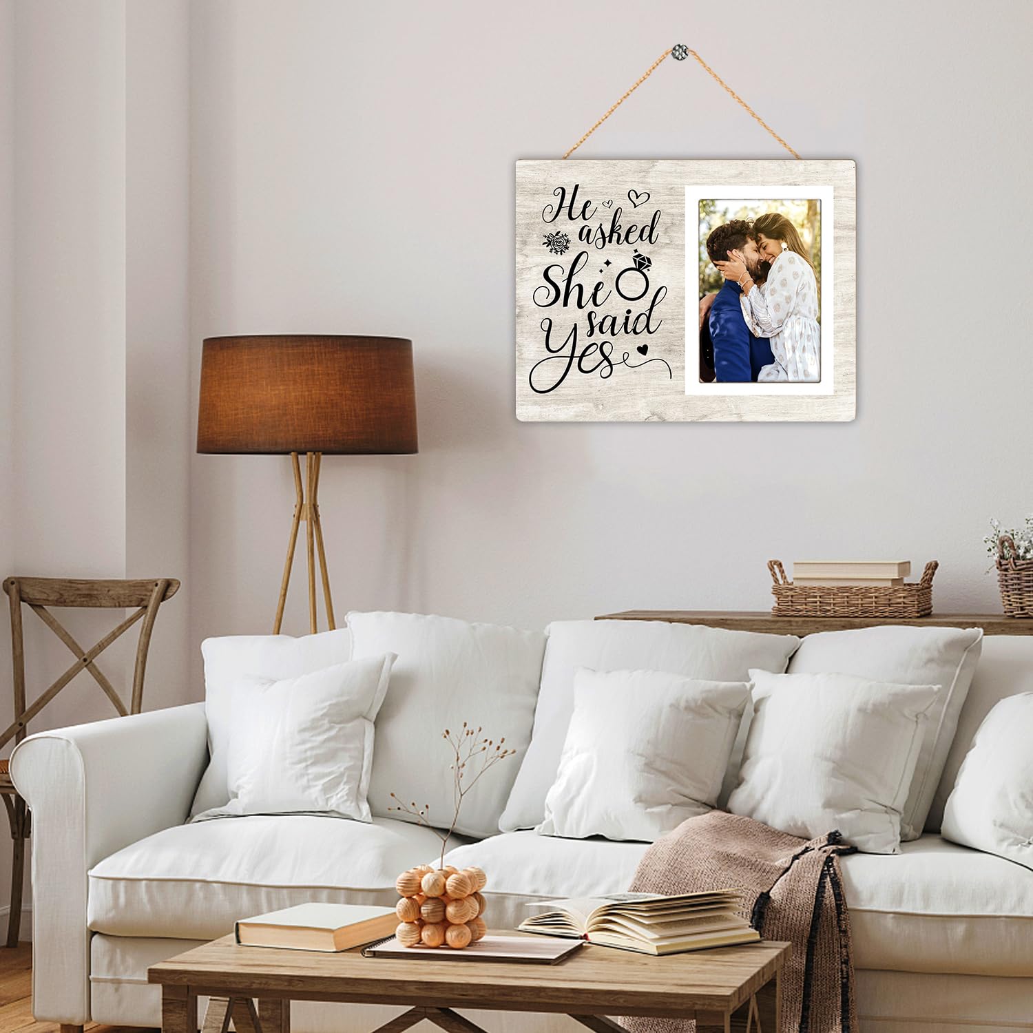 Itsoly Personalized Photo Frame, Wedding Engagement Picture Frame, Engagement Gifts for Couple, Newly Engaged Couples,Engaged Gift for Her, Valentines Gifts
