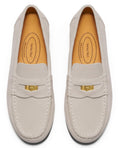 Journey West Ivy Style Suede Slip-on Penny Loafers Shoes for Women Beige US 5.5