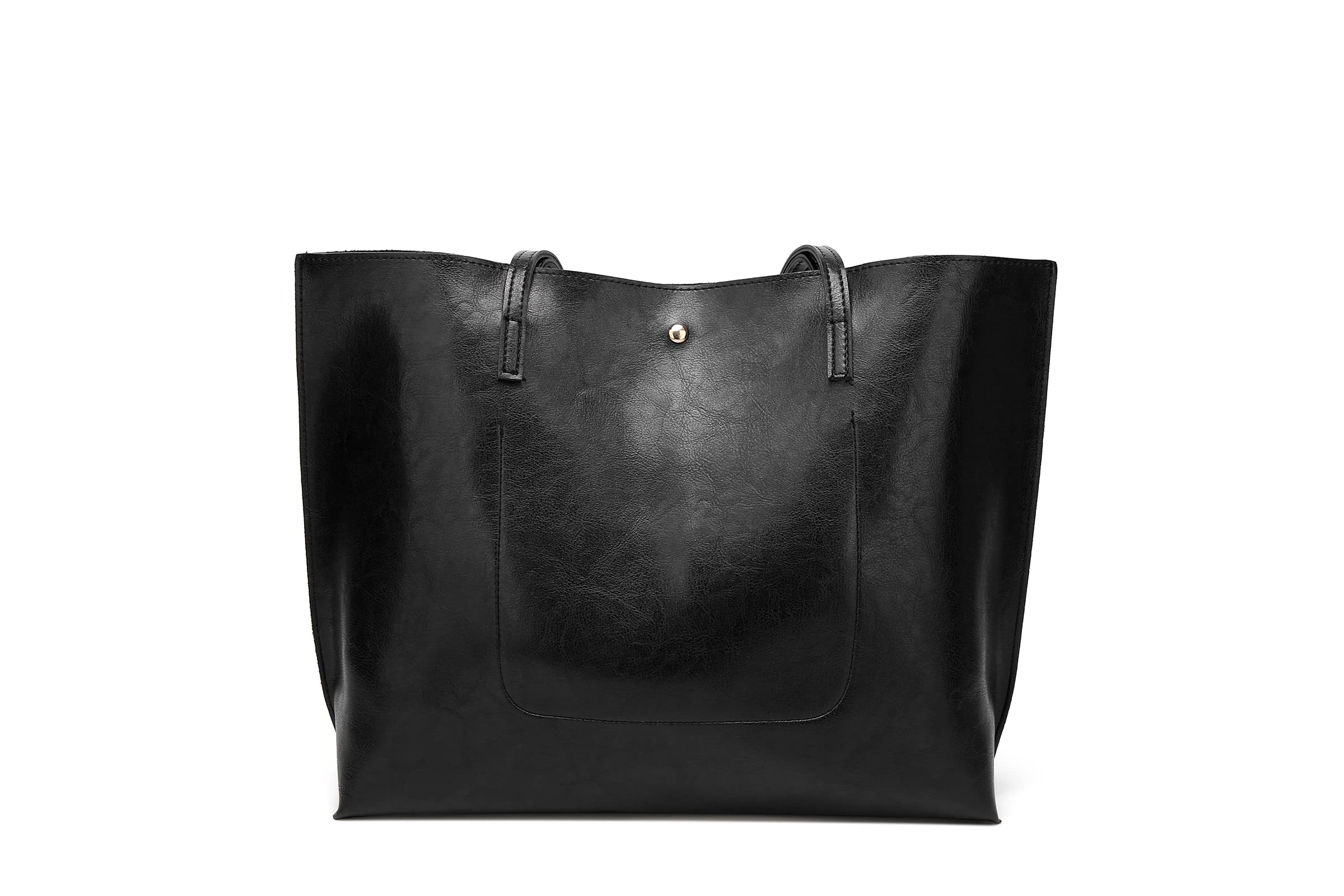 Dreubea Women's Soft Faux Leather Tote Shoulder Bag from, Big Capacity Tassel Handbag Black New S