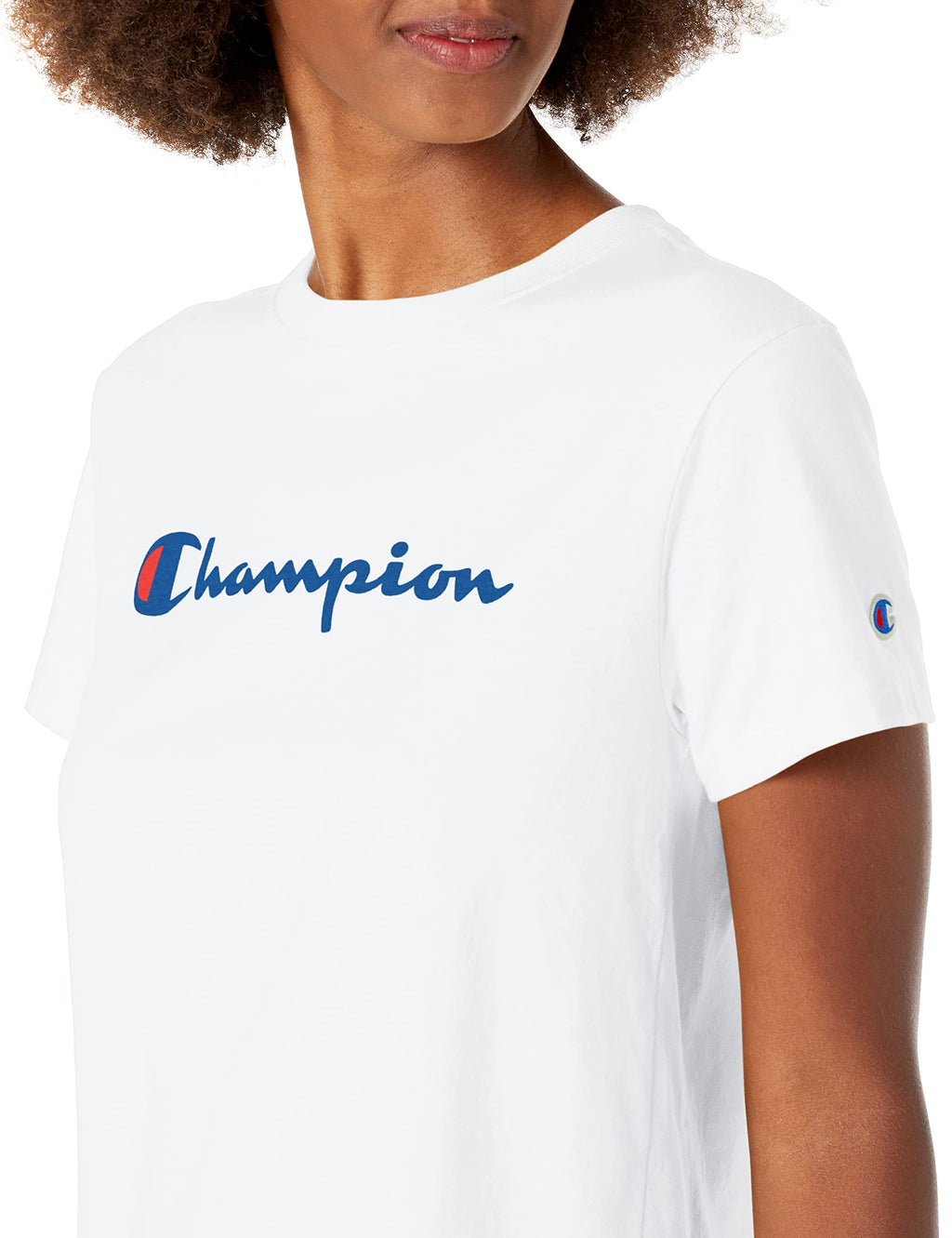 Champion womens Classic Tee, Script Logo T Shirt, White-y08113, Medium US