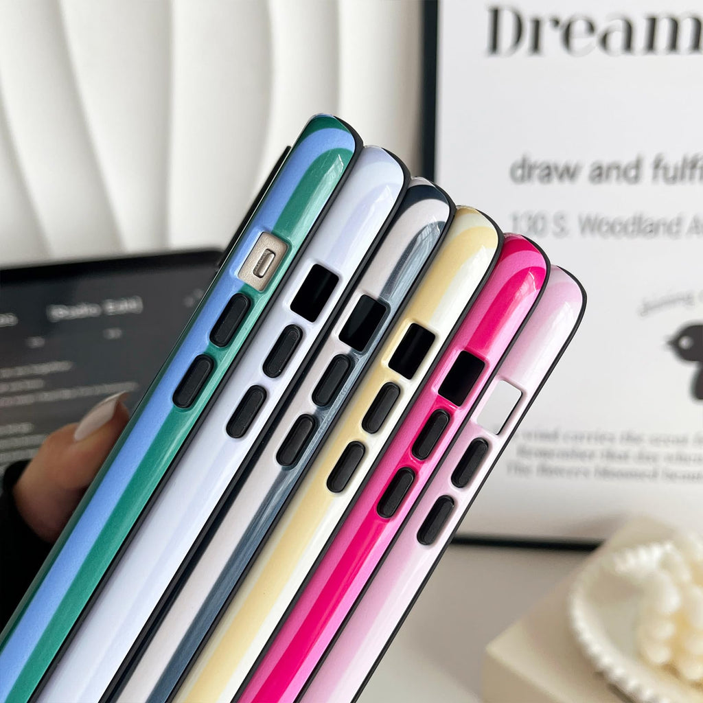 CHEDEMK Compatible with iPhone 15 Case, Cute Fashion Aesthetic Striped Pattern Cover for Women, Shockproof Soft TPU and Hard PC Protective Phone Case for iPhone 15 6.1"- Pink