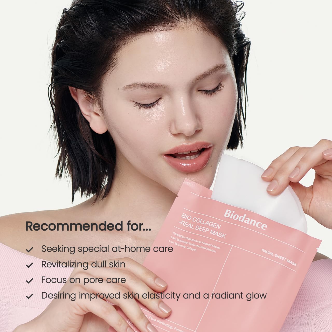 BIODANCE Bio-Collagen Real Deep Mask, Hydrating Overnight Hydrogel Face Mask, Pore Minimizing, Elasticity, Plumping, Travel Essentials & Self Care Gifts for Women, Korean Skin Care | 1.19oz(34g) x 4ea