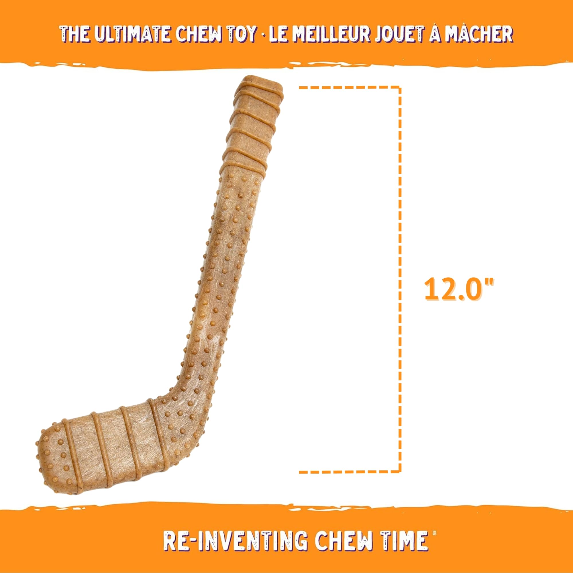 Powerbone Pet Chew Toy for Dogs - Durable, Non Toxic & Pet Safe - Best for Aggressive Chewers, Long Lasting Dental Health, Dog Teeth Cleaning, Dog Life Stages - Hockey Stick 12"