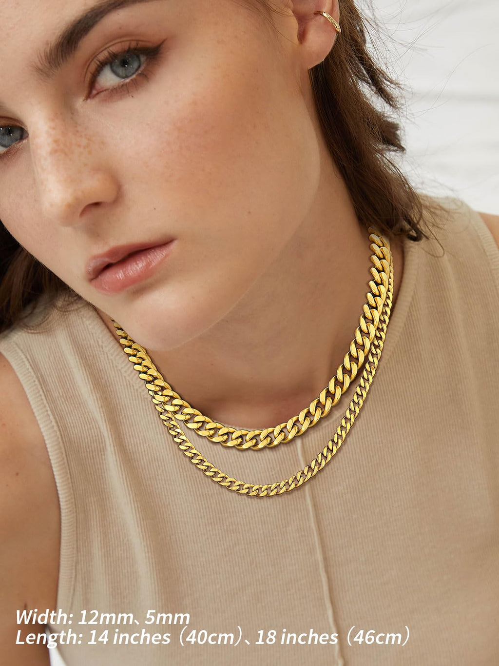 FindChic Rapper Chain Mens Curb Chain Necklace 18K Gold Plated Thick 7MM Heavy Cuban Link Chains for Men Women 20'' Replacement Cross Chain