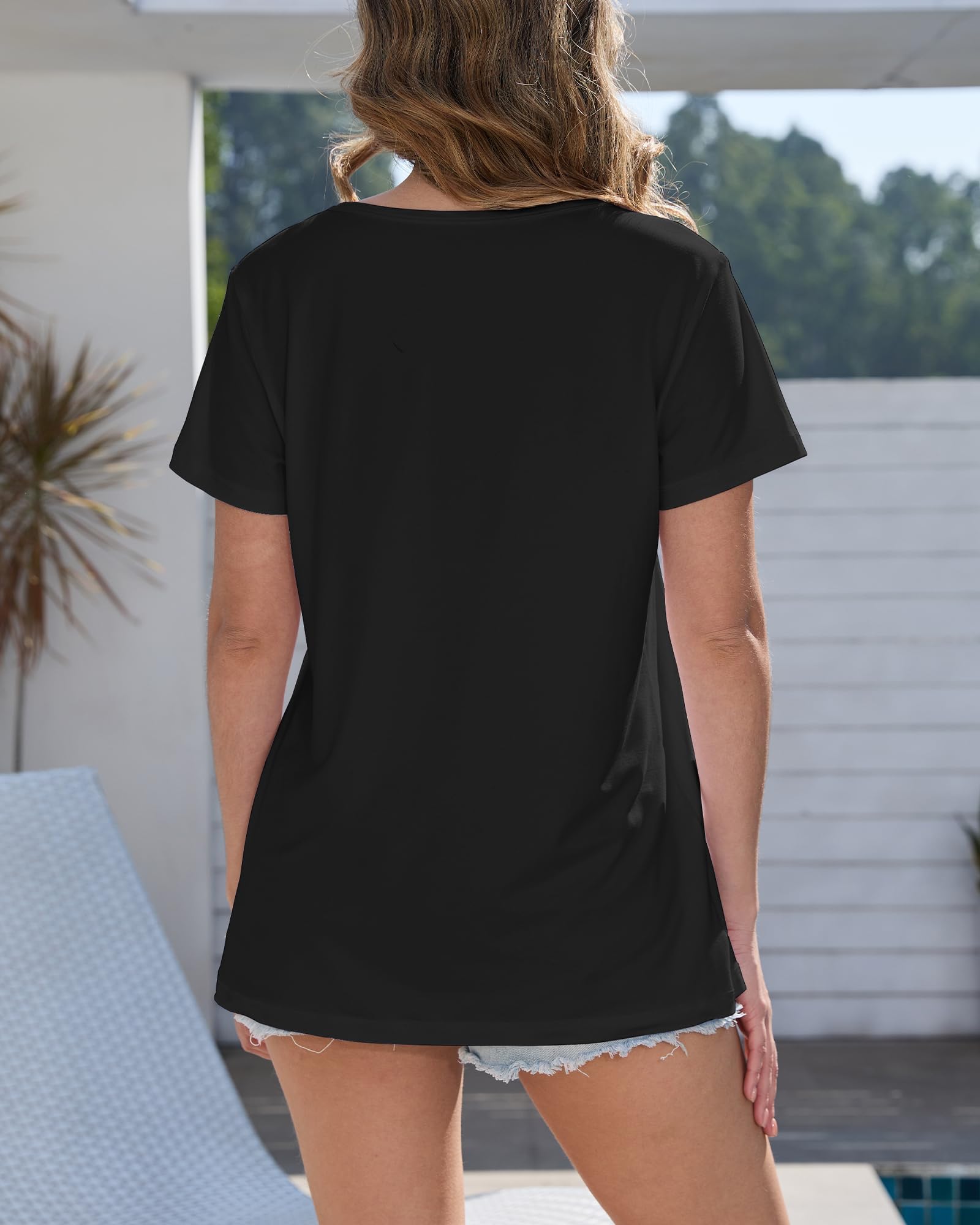 GAYHAY Black T Shirts for Women - Short Sleeve Spring Summer Tops Soft Basic Tees Beach Vacation Clothes for Casual 2026