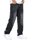 JMIERR Men's Straight Leg Baggy Jeans Stretch Mens Jeans Fit Comfort Flex Essentials Denim Jeans, M, Black