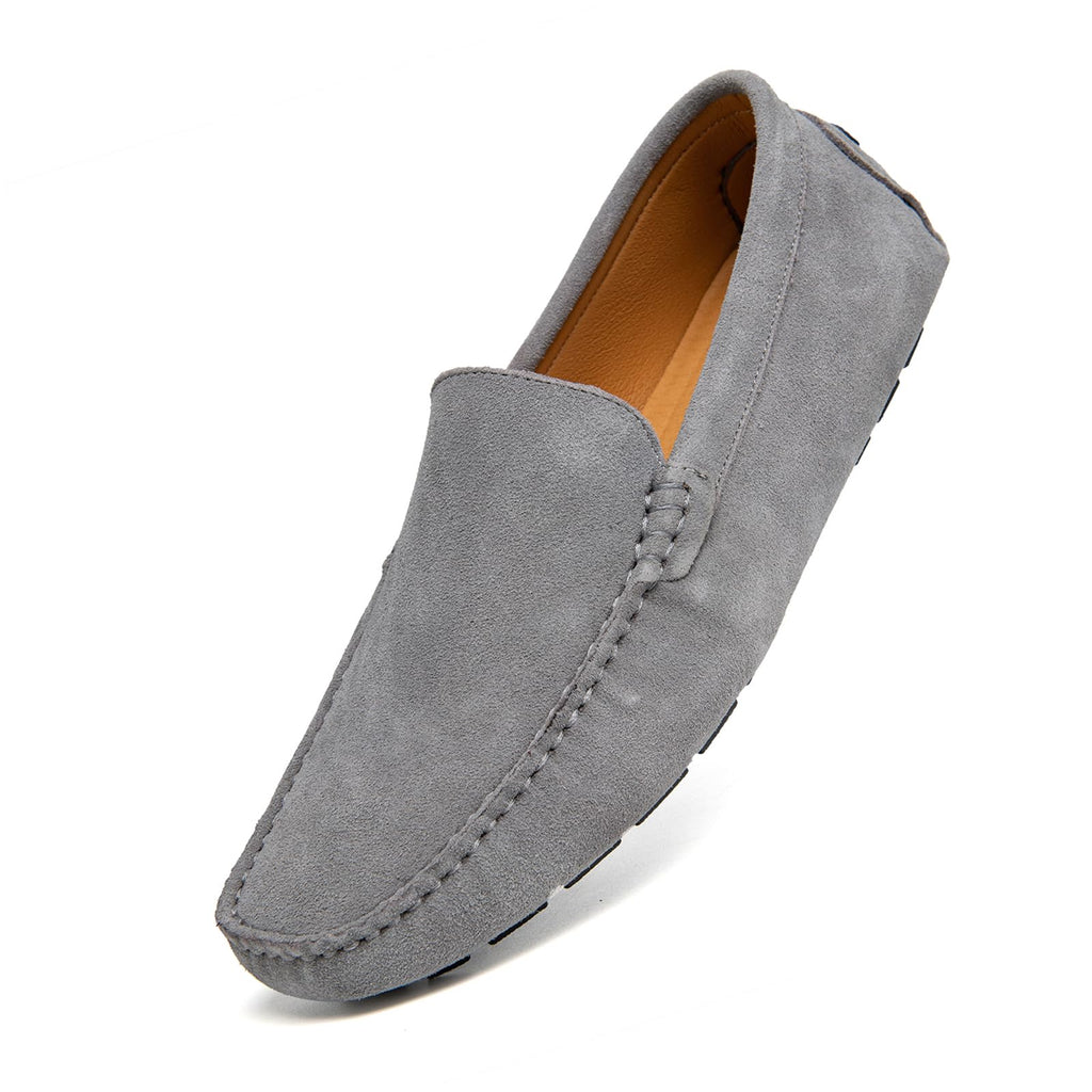 Go Tour Mens Handmade Suede Leather Casual Loafers Shoes Grey 11/46